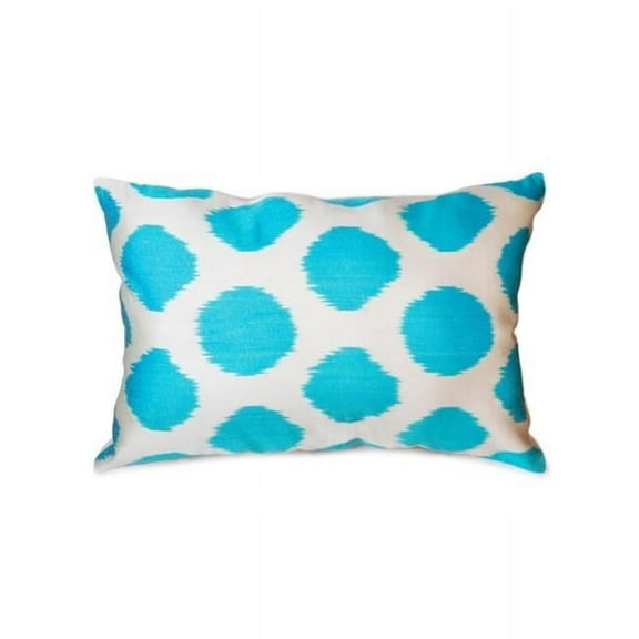 Silk Velvet Ikat Pillow, Aqua - 15 x 24 in.