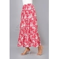 thumbnail image 6 of Women Red Cotton Maxi Skirt, Boho Flowy White Paisley Motif Hand Block Print with Elastic Waist, M, 6 of 6