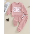 thumbnail image 2 of BemeyourBBs Baby Girl Daddy's Girl Outfits Fuzzy Letter Embroidery Long Sleeve Sweatshirt Pocket Pants Set Toddler Spring Fall Winter Clothes, 2 of 9