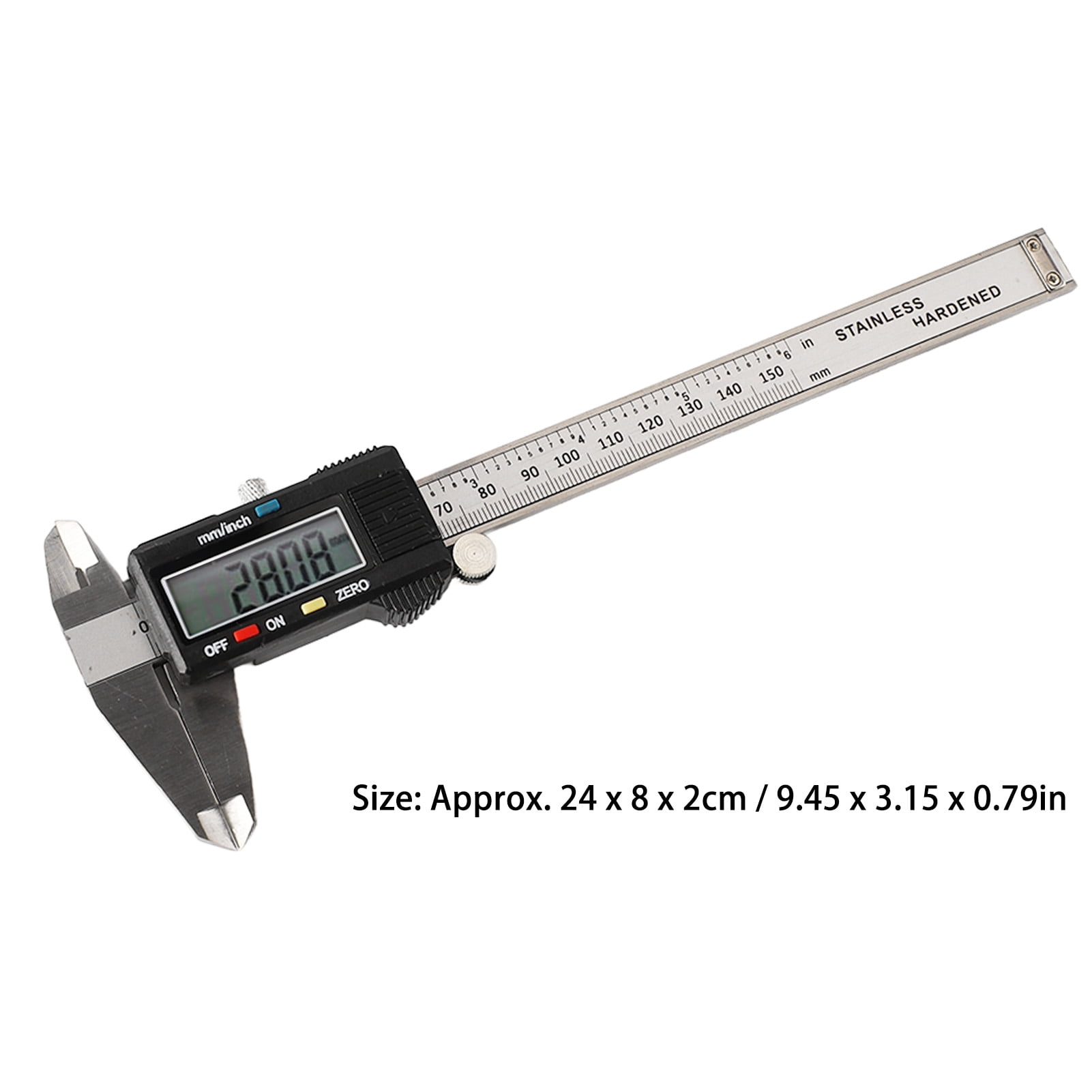 YAHHU Digital Caliper Stainless Steel Electronic Vernier Micrometer Measuring Tool 0-6 inches / 0-150mm with LCD Display