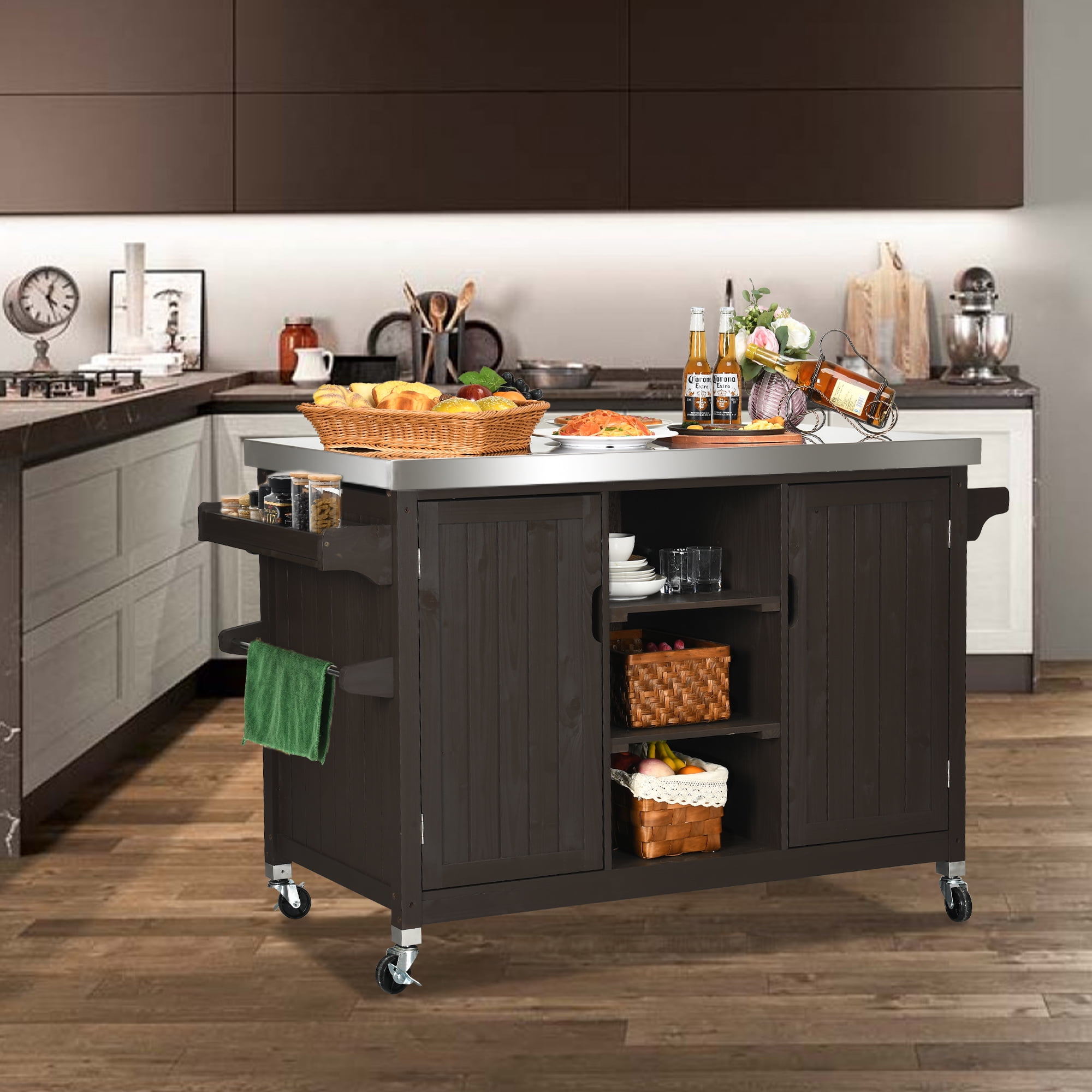 Dextrus Outdoor Storage Cabinet - Versatile Movable Outdoor Grill Cart with Stainless Steel Top