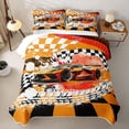 thumbnail image 2 of Castle Fairy Fiery Race Car Twin Quilt Set,Sporty Supercar Print Twin Coverlet Set for Bedroom,Orange, 2 of 7