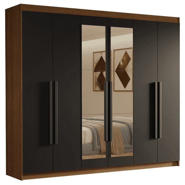 Ropero Closet Madesa Venus 6 Puertas 180cm Marrón/Negro1