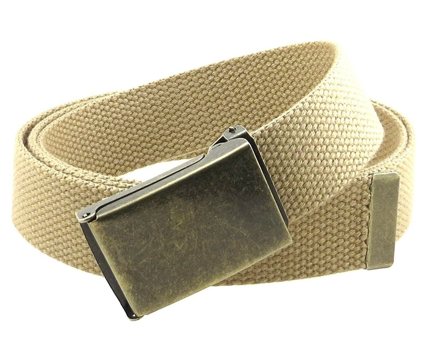 BC Belts Canvas  Belt FlipTop Antique Brass Buckle/Tip Solid