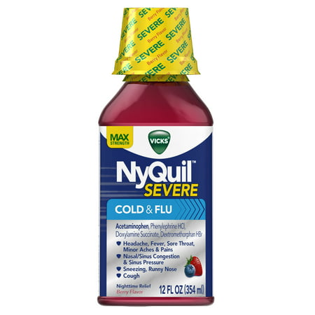 Vicks NyQuil Severe Cold & Flu Syrup, Berry, 12 fl