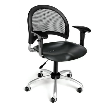 - OFM Moon Series Model 336-P-AA3 Plastic Swivel Task Chair with Arms, Black