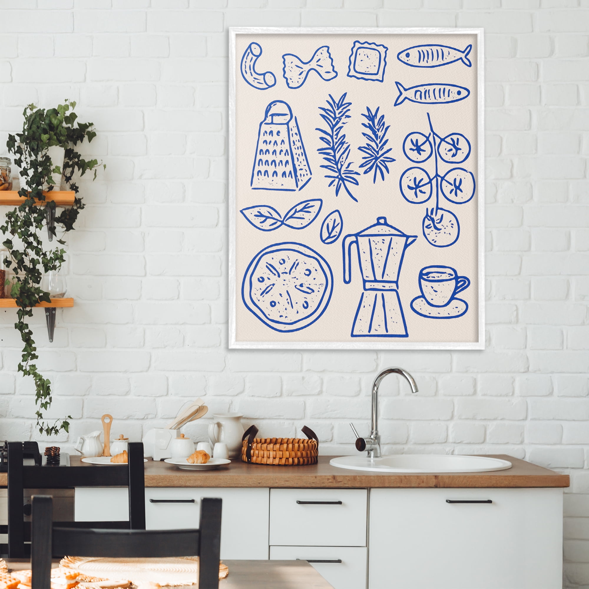 Stupell Industries Pasta & Espresso Simplicity White Framed Giclee Art, design by Camila Juncos