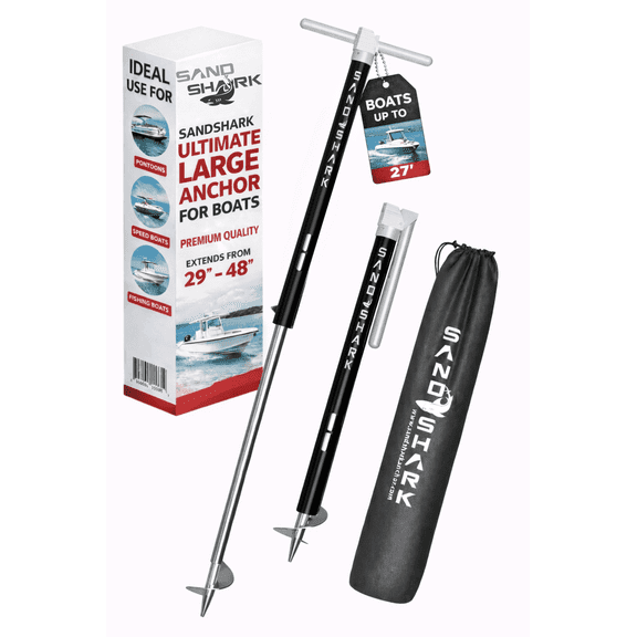 SandShark Ultimate Large 2.0 Aluminum and Stainless Steel Shallow Water Anchor for Boats and Pontoons