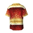 thumbnail image 2 of Naloa Red Gold Glitter Men's Loose Fit Cuban Collar Short-Sleeve Shirt with Button-down and Chest Pocket for Everyday Wear Outings - Large, 2 of 7