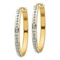 thumbnail image 2 of 14k Diamond Fascination Oval Hinged Hoop Earrings, 2 of 3