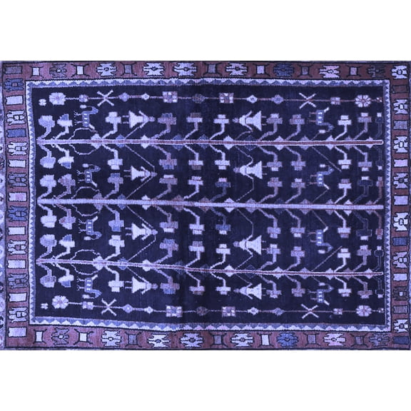 Ahgly Company Indoor Rectangle Persian Blue Traditional Area Rugs, 5' x 7'