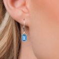thumbnail image 3 of Gem Stone King 925 Silver and 10K Yellow Gold Swiss Blue Topaz Dangle Earrings for Women | 1.94 Cttw | Gemstone November Birthstone | Emerald Cut 7X5MM, 3 of 6