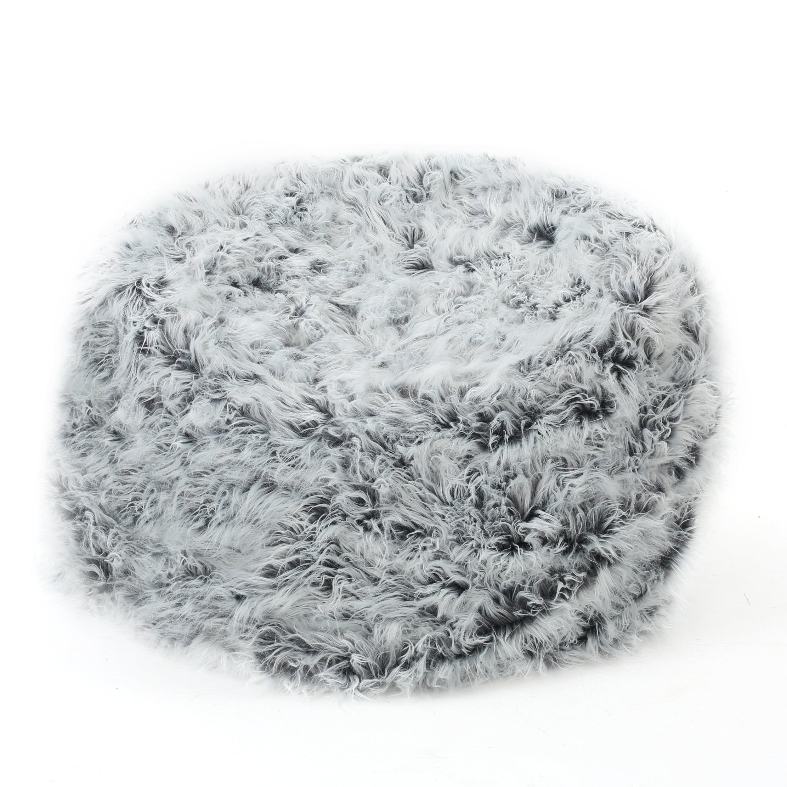 GDF Studio Lycus Furry Bean Bag, Silver Grey