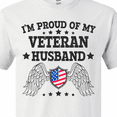 thumbnail image 4 of Inktastic I'm Proud of My Veteran Husband with Shield American Flag and Angel Wings T-Shirt, 4 of 5