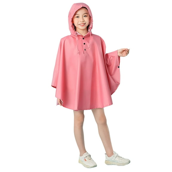 SXcggal Kids Boys Girls 's Solid Color Outdoor Hooded Poncho Raincoat With School Bag Children's Clothing Lightweight Comfortable Casual Children Raincoat