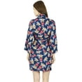 thumbnail image 2 of Bimba Women Short Rayon Robe Floral Print Getting Ready Wrap Bridesmaid Gift-Blue, 2 of 5