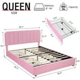 thumbnail image 3 of VECELO Queen Size Bed Frame with 4 Storage Drawers, Modern Upholstered Platform Bed Frame with Adjustable Headboard, No Box Spring Needed, Pink, 3 of 9