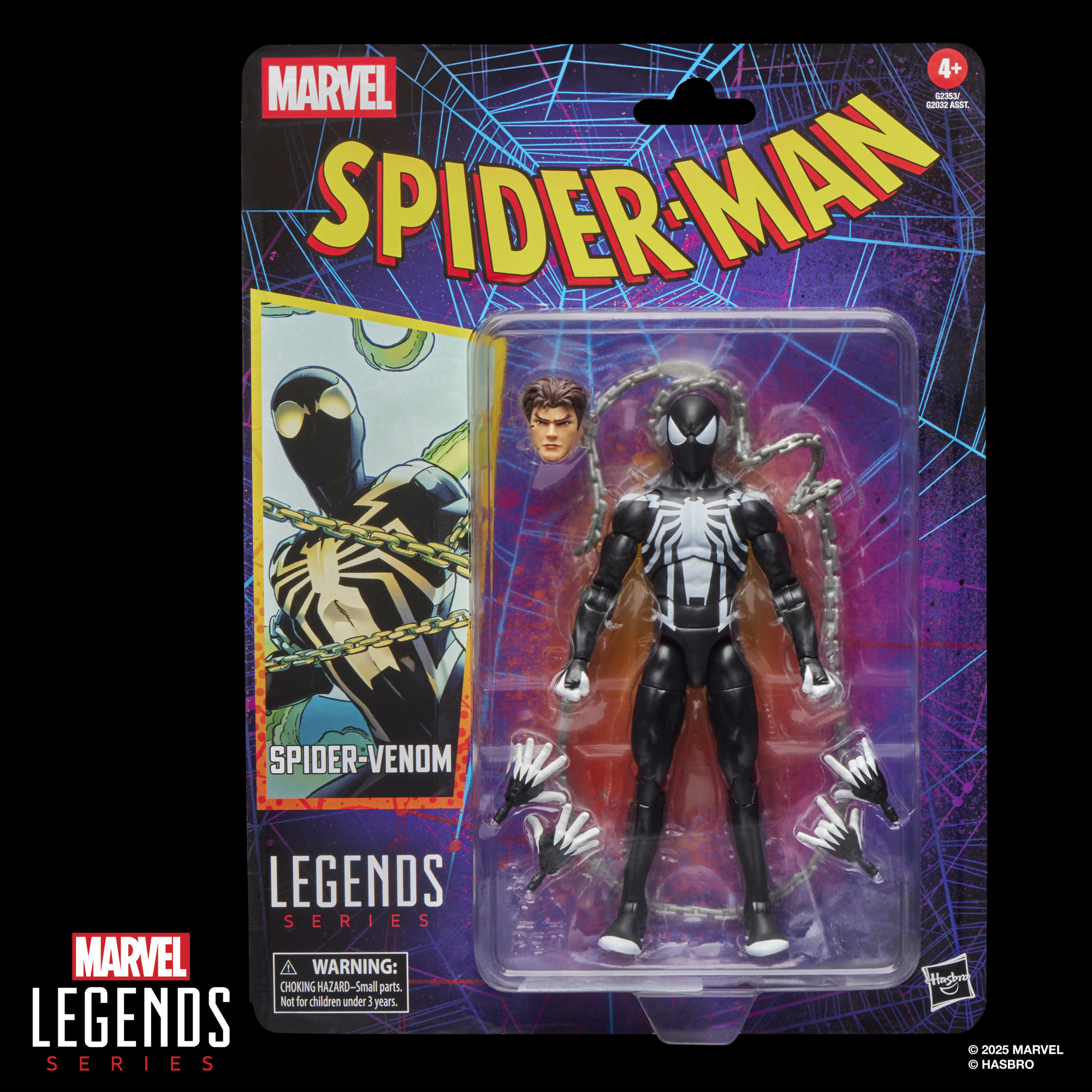 Marvel Legends Series Spider-Venom, Retro Cardback, figura de acción de cómics de Spider-Man 5