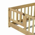 thumbnail image 6 of Mirightone Twin Size Floor Bed , Wood Montessori Floor Beds with Fence Railings, Door & Slats Support, Twin Playhouse Bed Frame, (Natural), 6 of 7