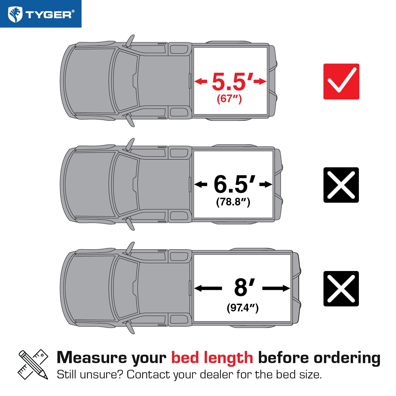 Tyger Auto T1 Soft Roll-up Truck Bed Tonneau Cover Compatible with