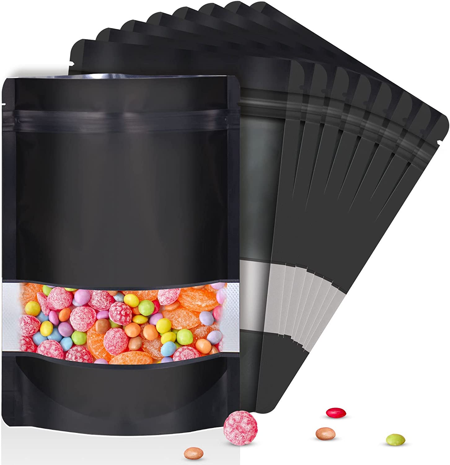 IMMEKEY 100 Pcs Mylar Proof Bags for Food Storage, Standup Resealable