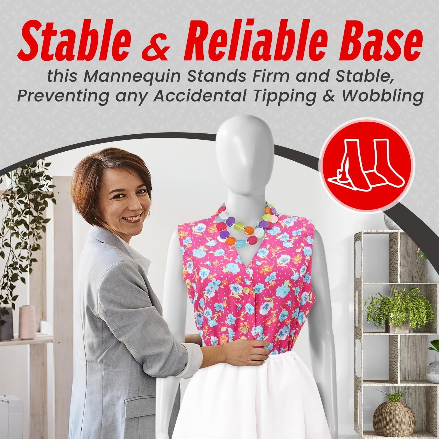 Female Form Mannequin - Versatile 360° Design, Easy Assemble, Full Body Dress Form Female Mannequin with Adjustable Posture, Turnable Head & Flexible Limbs - White