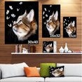 thumbnail image 3 of Cat with Butterflies on Black - Animal Canvas Art Print, 3 of 4
