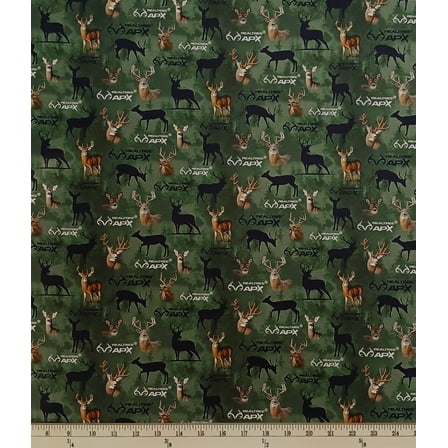 Cotton Realtree APX Forest Deer Bucks Does Antlers Heads Silhouettes Hunting Officially Licensed by Sykel Enterprises Cotton Fabric Print by the Yard (10536)