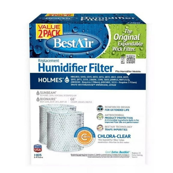 BestAir Value 2-Pack H65 Humidifier Replacement Filter for Holmes Humidifiers: Wick Filters
