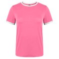 thumbnail image 3 of Women Neck Color Block Basic Casual Short Sleeve T Shirt, 3 of 8