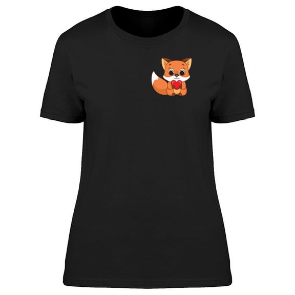 Funny Fox Holding Heart T-Shirt Women -Image by Shutterstock, Female Medium