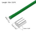 thumbnail image 2 of Uxcell Cable de acero de 33 pies de acero inoxidable 304 recubierto de vinilo de 1/8" con 4 piezas de manguitos de aluminio verdes, 2 of 7