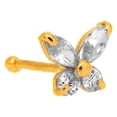 thumbnail image 2 of JewelStop 14K Solid Yellow Gold CZ Butterfly Nose Ring - 0.5mm 24 Gauge 8mm Long, 2 of 3