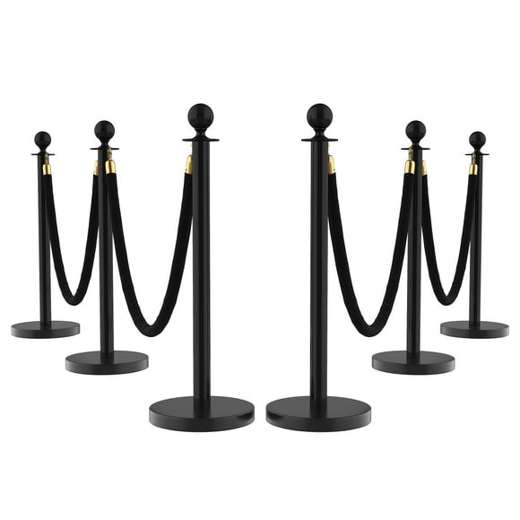 BeesClover 4/6PCS Crowd Control Stanchion, Silver Stanchion Posts Queue
