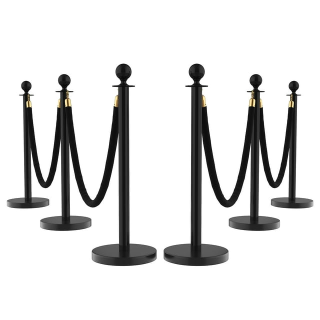 BeesClover 4/6PCS Crowd Control Stanchion, Silver Stanchion Posts Queue