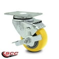 thumbnail image 2 of 3.5 Inch Yellow Polyurethane Wheel Swivel Top Plate Caster with Brake SCC, 2 of 2