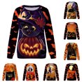 thumbnail image 3 of TRKIYQC Sudadera de Halloween para Mujer con Estampado de Dibujos Animados, Versión Suelta Informal Traje Festivo de Manga Larga con Cuello Redondo TRKIYQC moda, 3 of 4