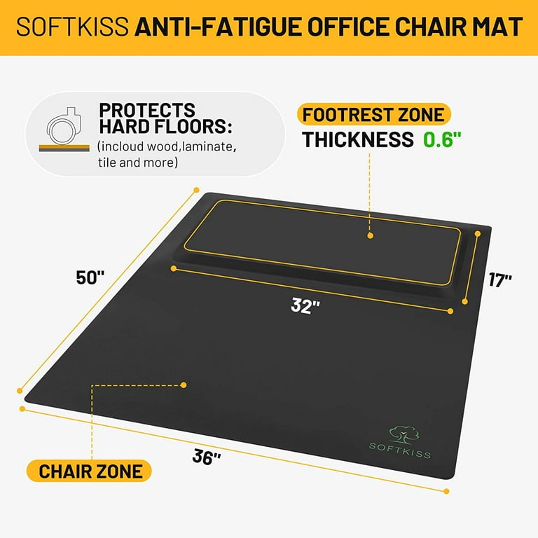 Anti Fatigue Standing Office Chair Mat for Hardwood Floor with Cushioned Foam Foot Support 48 x 36 Desk Chair mat Scratch Resistant and Waterproof Anti Slip Surface Soft Ergonomic Cushion Walmart