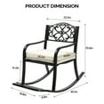 thumbnail image 6 of Ktaxon Outdoor Metal Rocking Chair, Patio Rocking Seating with Cushion & Footrest, Weatherproof Rockeror Porch Deck Garden Balcony, Flower Backrest, 6 of 8