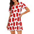 thumbnail image 1 of Easygdp Canada Camisón de manga corta para mujer, informal, estampado, 1 of 6