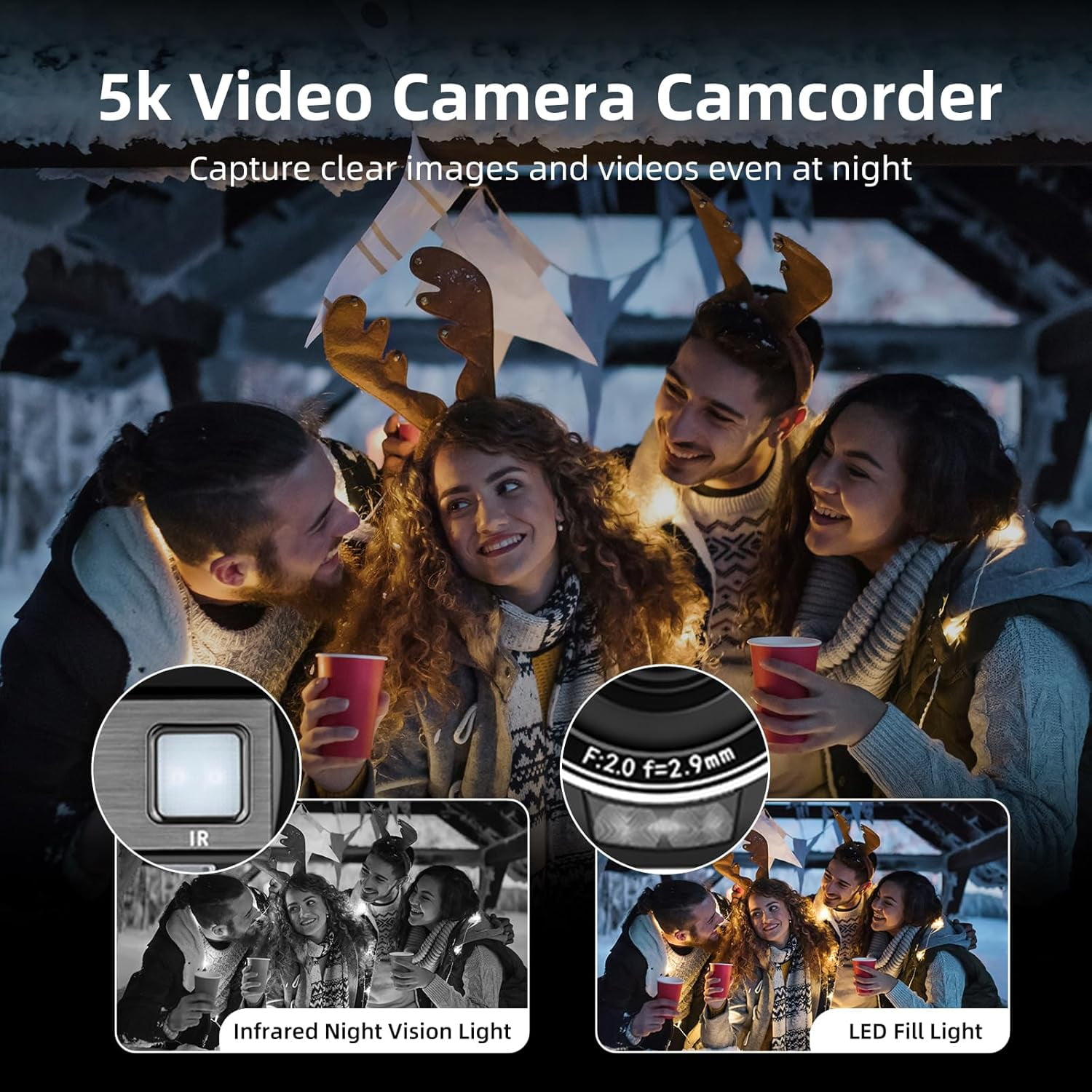 ORDRO 5K Video Camera Camcorder 56MP IR Night Vision Vlogging Camera 18X Digital Zoom + Wide Angle