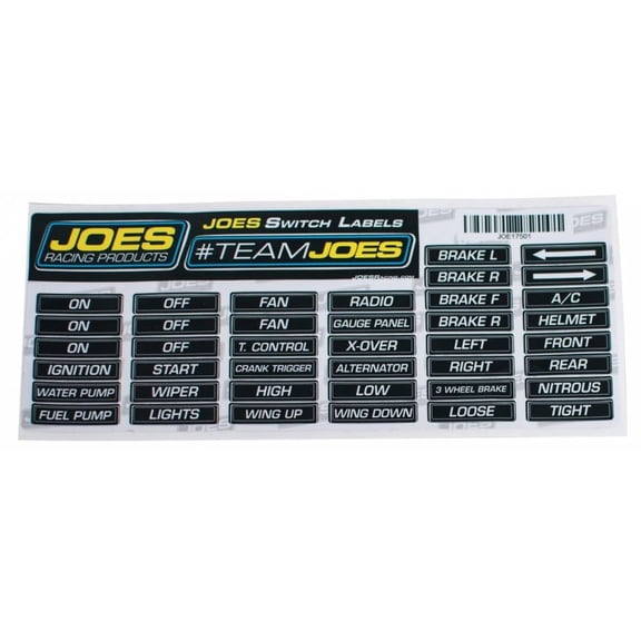 Joes Racing Switch Panel Labels Automotive Specialty Parts, 40 Piece
