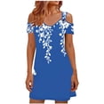 thumbnail image 2 of Ladies' Summer Dress Fashion Printed Strap Beach Skirt Off Shoulder Short Sleeve V-neck Short Dress, 2 of 6