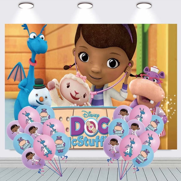 Doc Mcstuffins Birthday Balloons Party Supplies Banner Backdrop Background Taspestry Poster Wall Decor