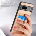 thumbnail image 6 of Carbon Fiber Patterned Case for Google Pixel 7, Wallet case with [360°Rotation Ring Kickstand] Credit Card Holder,PU Leather Shockproof Cover Women Men for Google Pixel 7, Khaki, 6 of 8