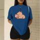 thumbnail image 3 of Playera blusa De Capybara Comiendo Helado Capibara Ropa De Mujer Chic Color Azul Talla Mediana Marca Emil SaEs, 3 of 4