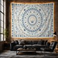 thumbnail image 6 of Coastal Seashell Mandala in Blue Ocean Waves, Tranquil Boho for Sea Lovers, Beach House Decor, Housewarming Gift, Tapestry Wall Hanging for Bedroom, Living Room and Dorm, 6 of 7