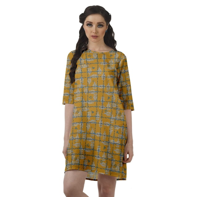 Moomaya Robe T-Shirt Courte Droite en Georgette Mousse pour Femmes Vêtements Grande Taille
