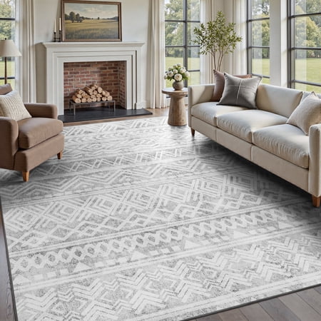SIXHOME 5'x7' Area Rugs for Living Room Washable Rugs Boho Large Area Rug Modern Geometric Neutral Living Room Rug Carpet Soft Rugs for Bedroom Dining Room Office Home Decor Gray