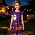 thumbnail image 2 of WhouRiu Girls Halloween Graphic Dresses Sleeveless Flutter Sleeve Crew Neck Dress Kids Comfortable Cute Party Nightgown,9-10 Years, 2 of 4